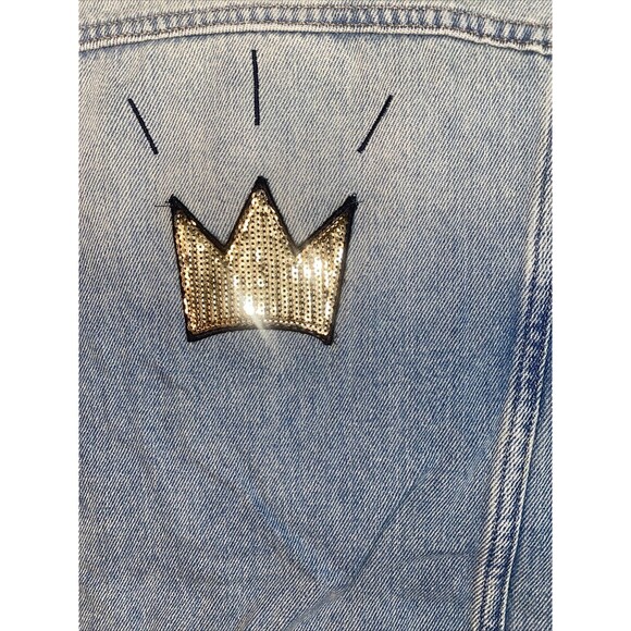 New Mavi jean jacket patches 90s 80s KARLA Sequin retro L Heart city - Picture 7 of 11